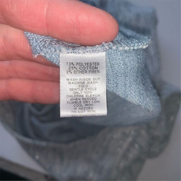 LOFT Women's Short Sleeve Textured Blue Top Size M Casual Spring - Picture 3 of 7